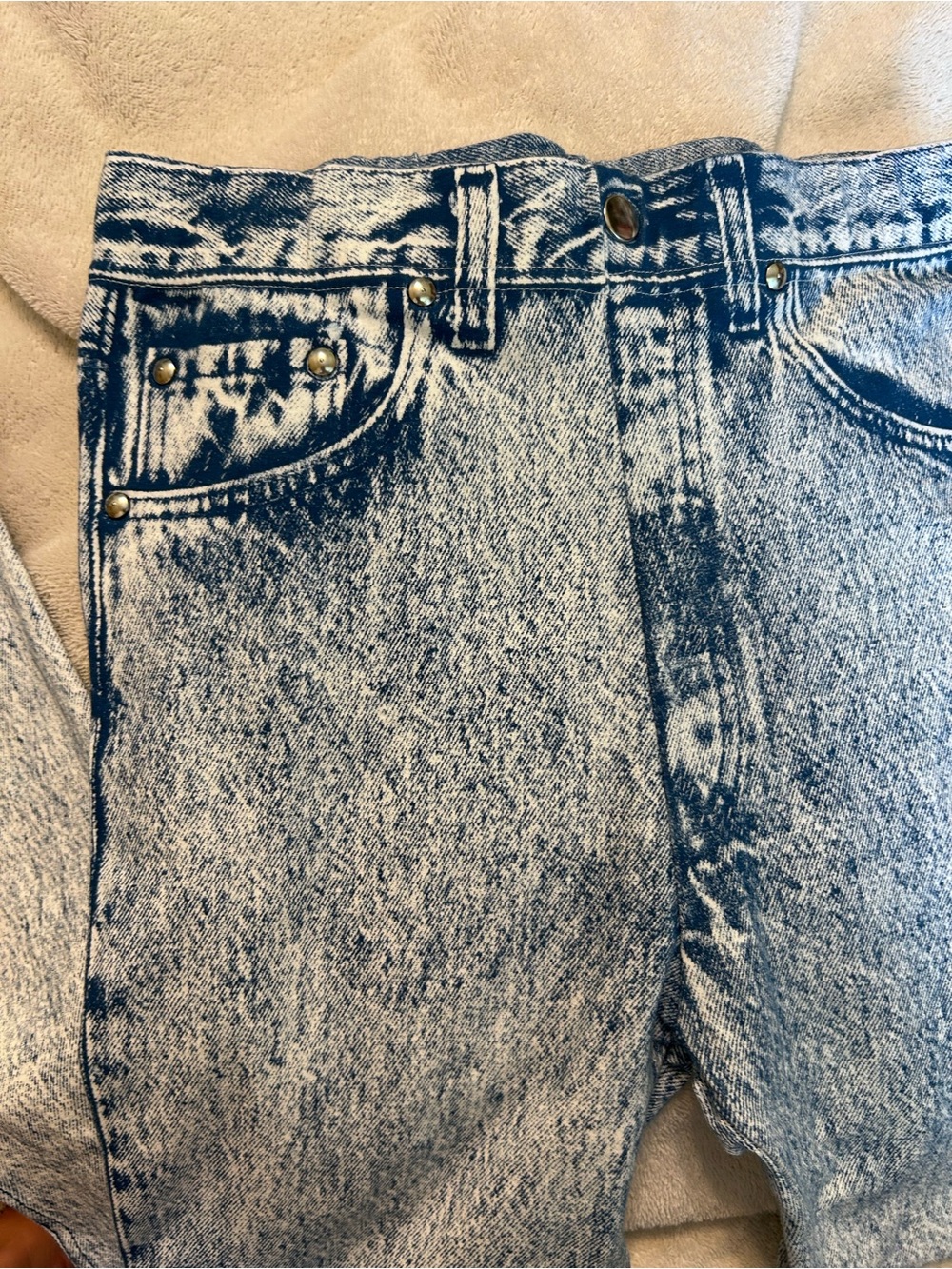 Vtg 80s 90s STYLES TO GO Fake Acid Wash Jeans Cotton Lycra Leggings Jeggings L